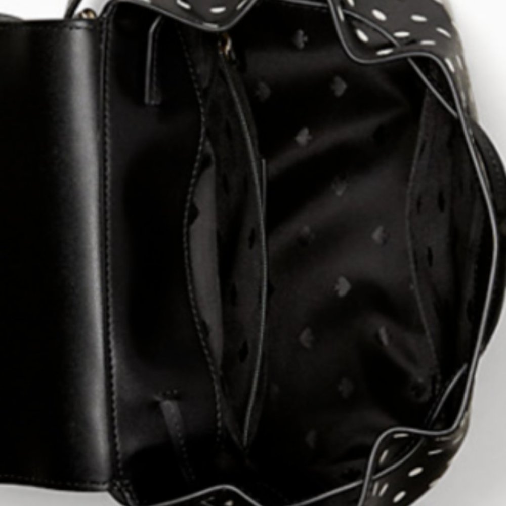 Kate Spade NWT Minnie Mouse Polka Dot Black Medium Backpack Refined Leather - Picture 4 of 10